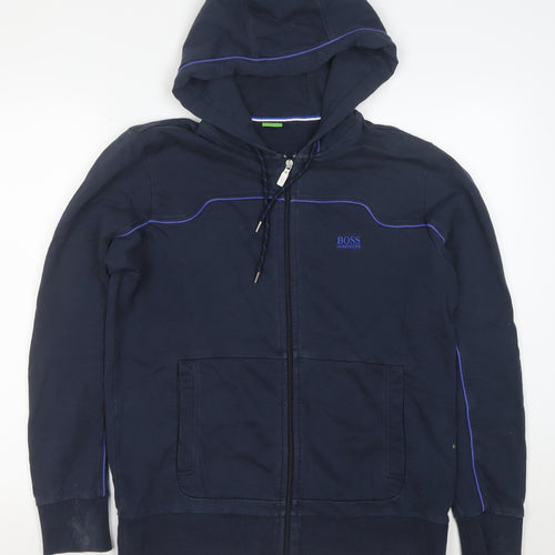 Hugo Boss Men's Blue M Full Zip Cotton Hoodie Sweatshirt