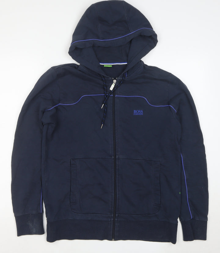 Hugo Boss Men's Blue M Full Zip Cotton Hoodie Sweatshirt