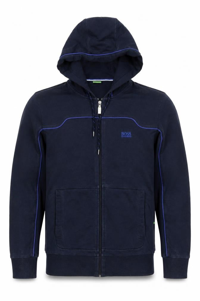 Hugo Boss Men's Blue M Full Zip Cotton Hoodie Sweatshirt