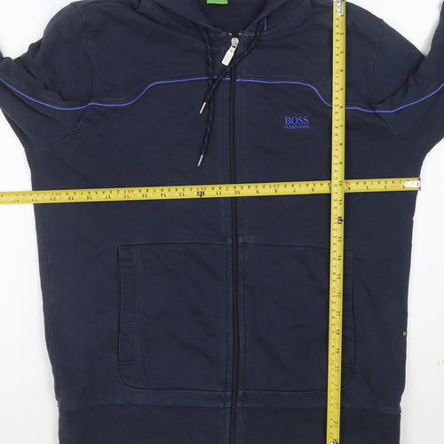 Hugo Boss Men's Blue M Full Zip Cotton Hoodie Sweatshirt