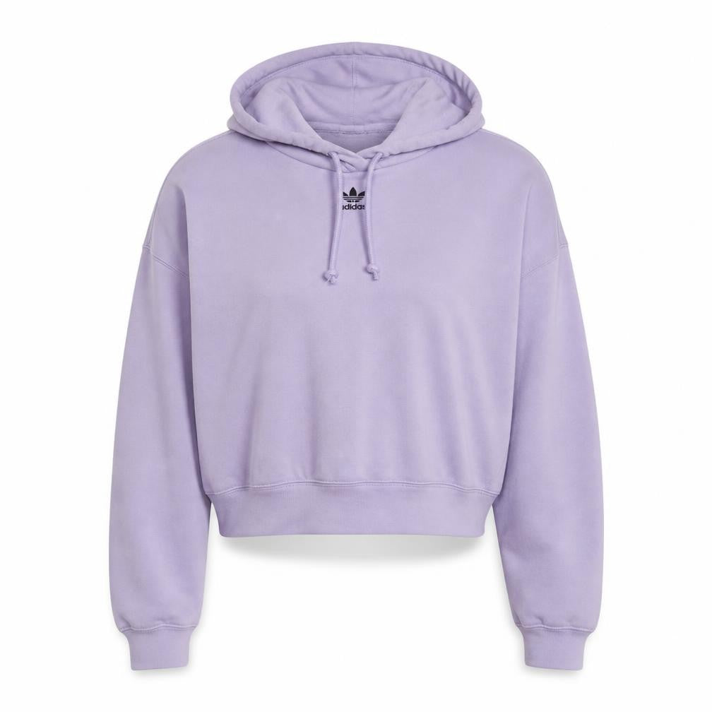 Front view of Adidas women’s lilac hoodie, size UK 10, pullover cotton blend casual
