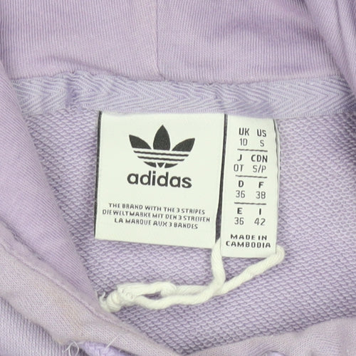 Adidas Womens Lilac Hoodie Size 10 Pullover Cotton Blend Casual