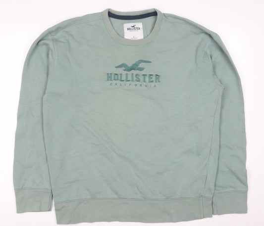 Hollister Men’s Green Embroidered Logo Crew Neck Sweatshirt Size L