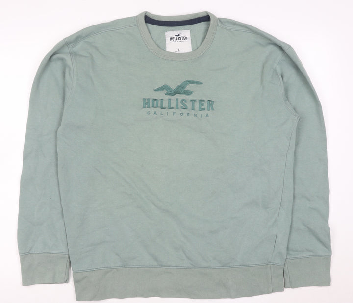 Hollister Men’s Green Embroidered Logo Crew Neck Sweatshirt Size L
