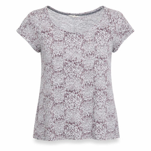 White Stuff Womens Grey Floral Linen T-Shirt Size 8 Short Sleeve