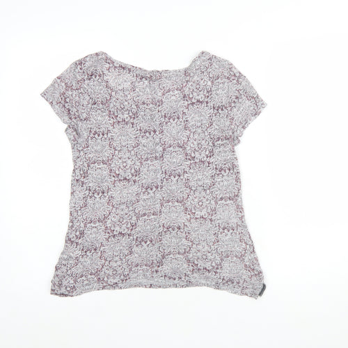 White Stuff Womens Grey Floral Linen T-Shirt Size 8 Short Sleeve