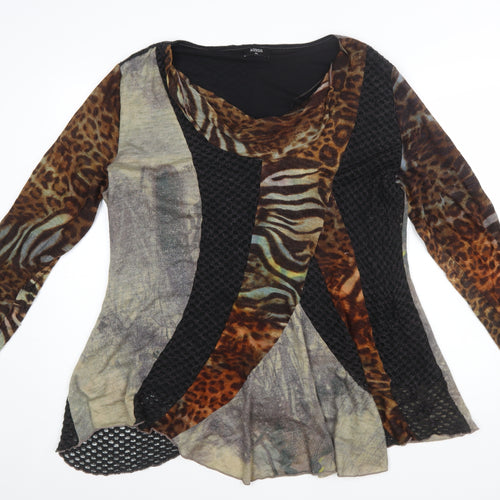 Klass Women Brown Animal Print Long Sleeve Tunic Jumper XXL