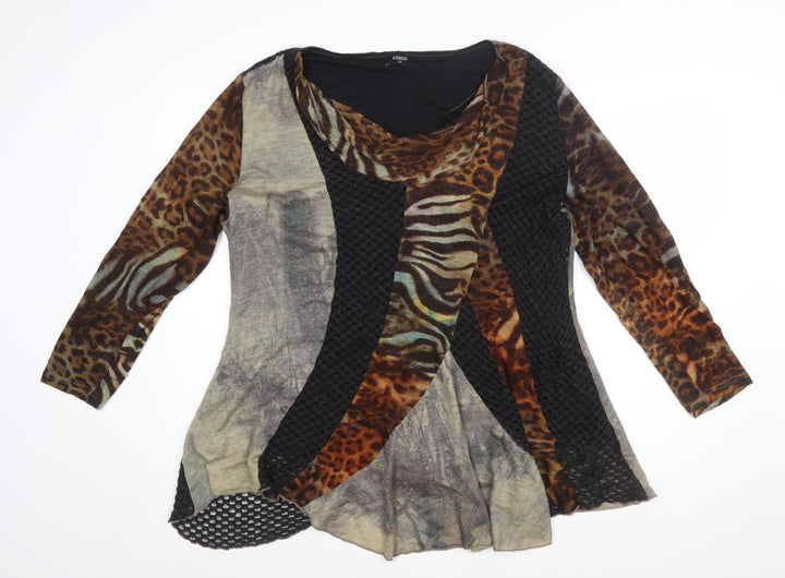 Klass Women Brown Animal Print Long Sleeve Tunic Jumper XXL