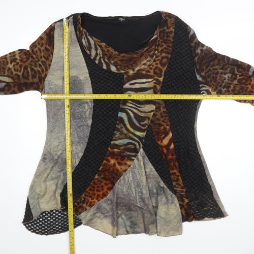 Klass Women Brown Animal Print Long Sleeve Tunic Jumper XXL