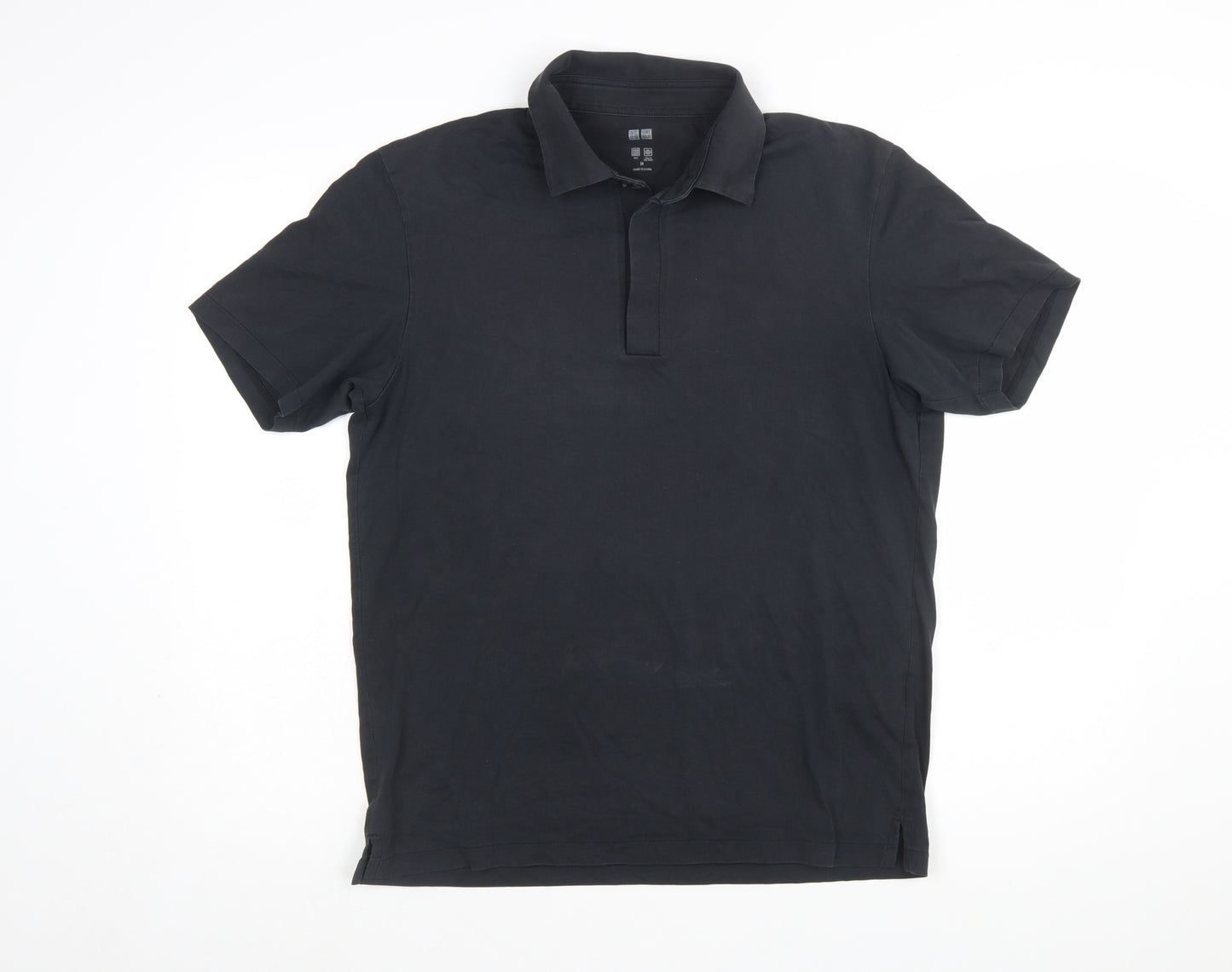Uniqlo Men Black M AIRism Short Sleeve Polo Shirt