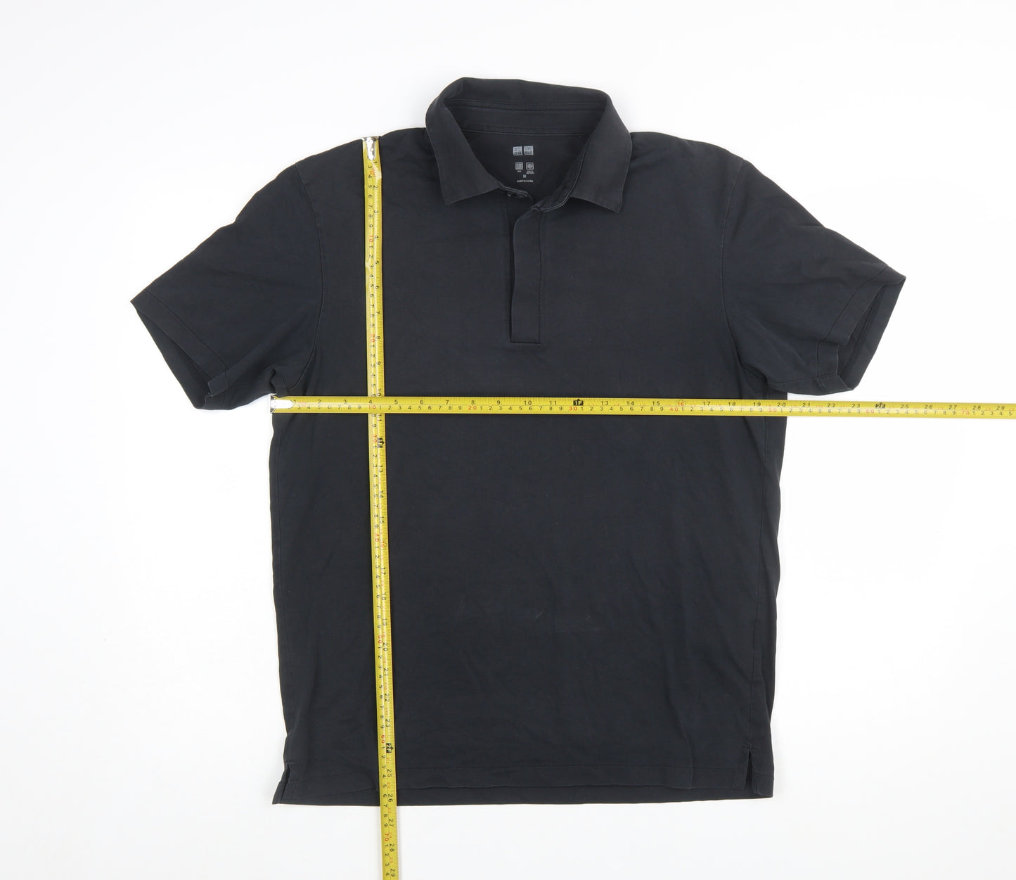 Uniqlo Men Black M AIRism Short Sleeve Polo Shirt