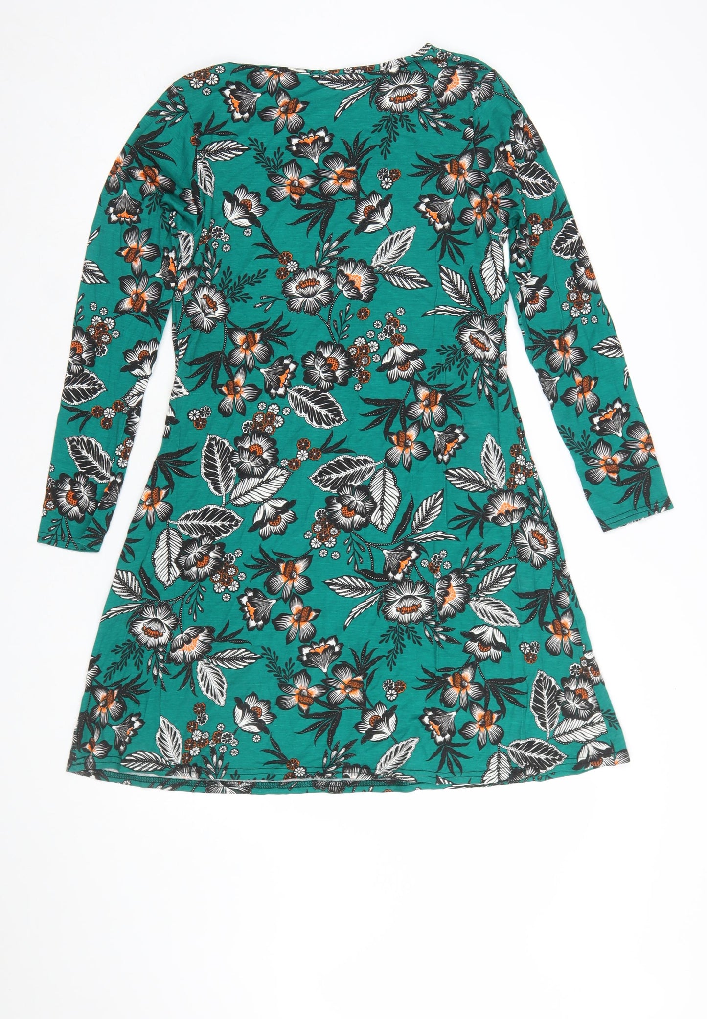 Boohoo Women’s Green Floral A-Line Long Sleeve Dress Size 10