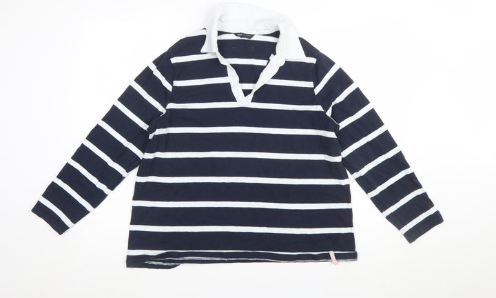 Marks and Spencer Women’s Blue Striped Cotton Long Sleeve Rugby Shirt Size 18