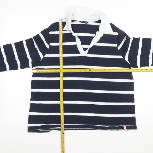 Marks and Spencer Women’s Blue Striped Cotton Long Sleeve Rugby Shirt Size 18