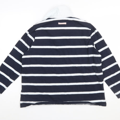 Marks and Spencer Women’s Blue Striped Cotton Long Sleeve Rugby Shirt Size 18