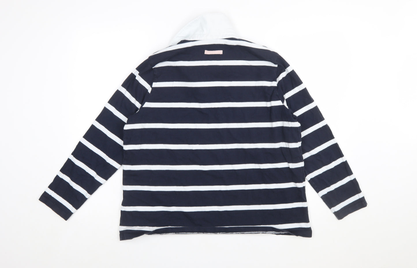 Marks and Spencer Women’s Blue Striped Cotton Long Sleeve Rugby Shirt Size 18