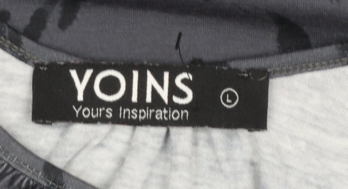 Yoins Women's Grey Cold Shoulder Long Sleeve Blouse Size L