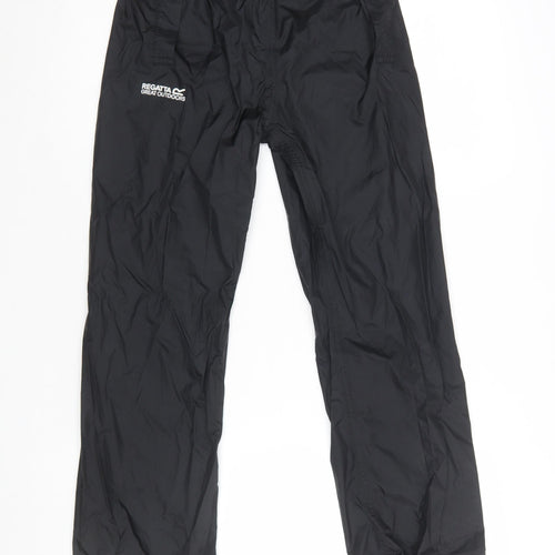 Regatta Boys Black Waterproof Rain Trousers 9-10 Years Polyamide Outdoor Wear