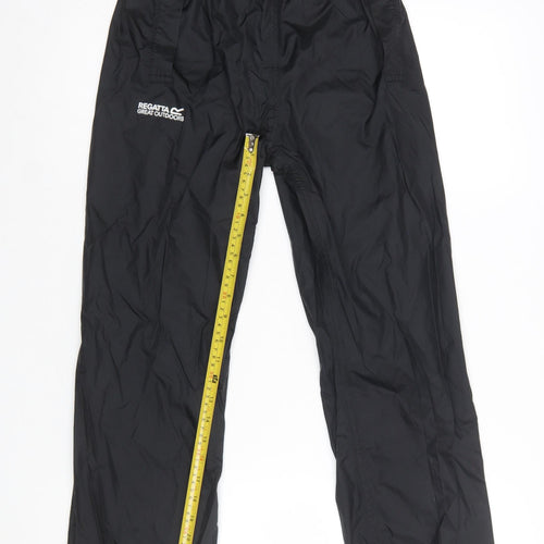 Regatta Boys Black Waterproof Rain Trousers 9-10 Years Polyamide Outdoor Wear