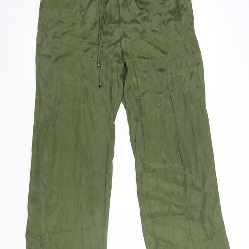 Next Women's Green Wide-Leg Viscose Trousers Size 10R