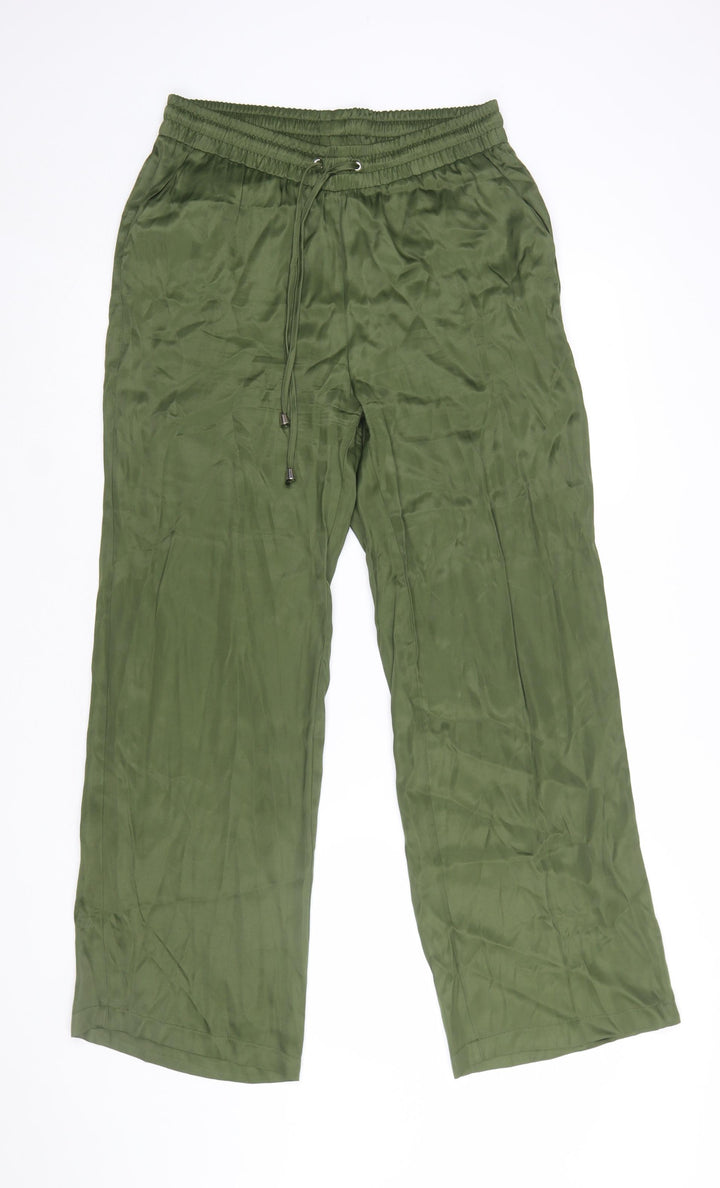 Next Women's Green Wide-Leg Viscose Trousers Size 10R