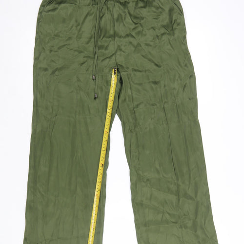Next Women's Green Wide-Leg Viscose Trousers Size 10R