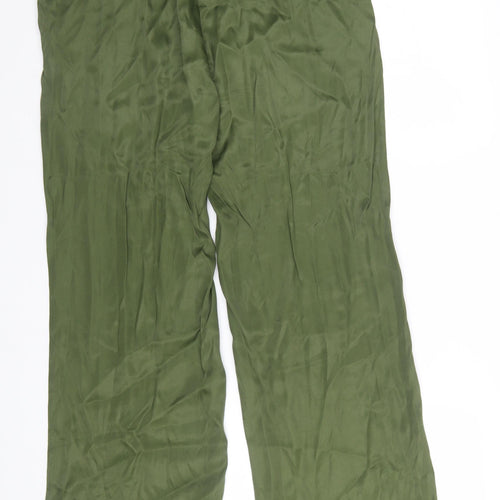 Next Women's Green Wide-Leg Viscose Trousers Size 10R