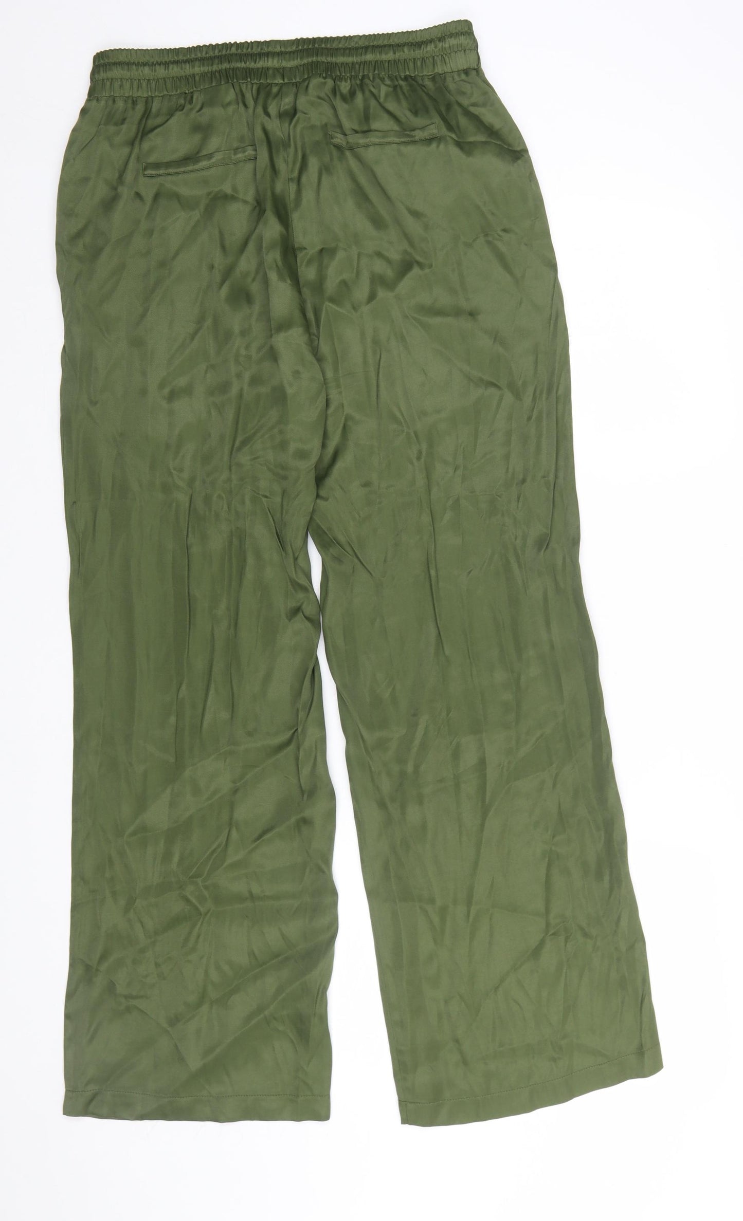 Next Women's Green Wide-Leg Viscose Trousers Size 10R