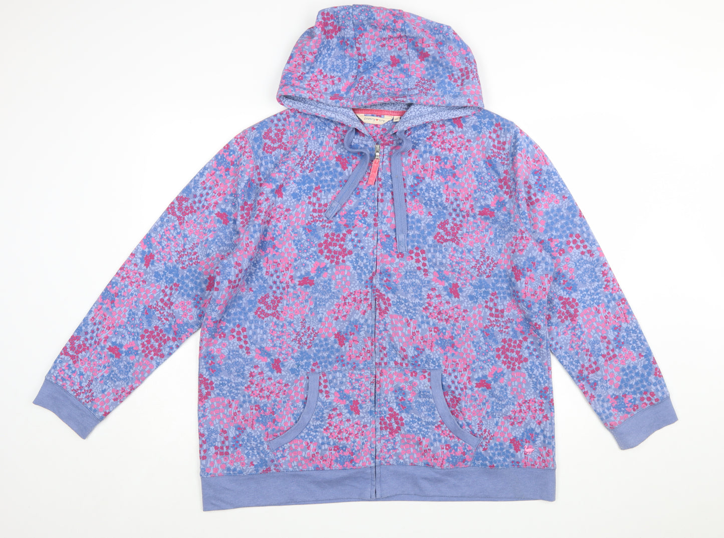 Country Rose Women's Blue Pink Floral Full Zip Hoodie XL