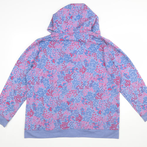 Country Rose Women's Blue Pink Floral Full Zip Hoodie XL
