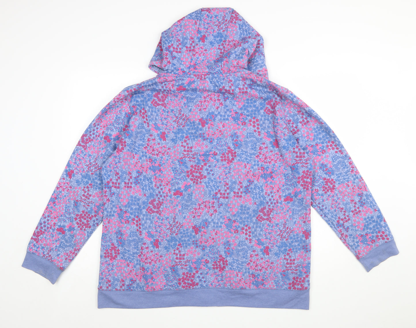 Country Rose Women's Blue Pink Floral Full Zip Hoodie XL