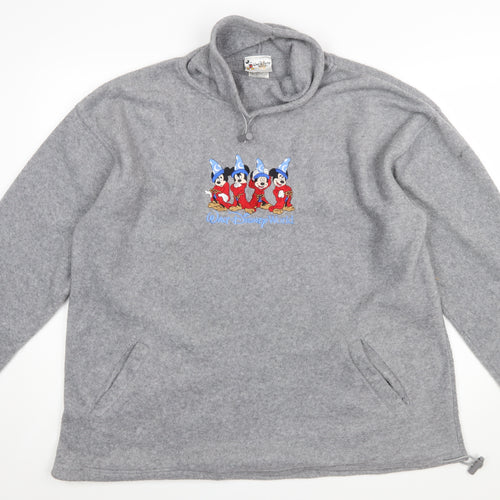 Walt Disney World Grey Fleece Pullover Sweatshirt Women XL Mickey Design