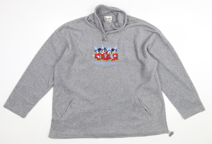 Walt Disney World Grey Fleece Pullover Sweatshirt Women XL Mickey Design