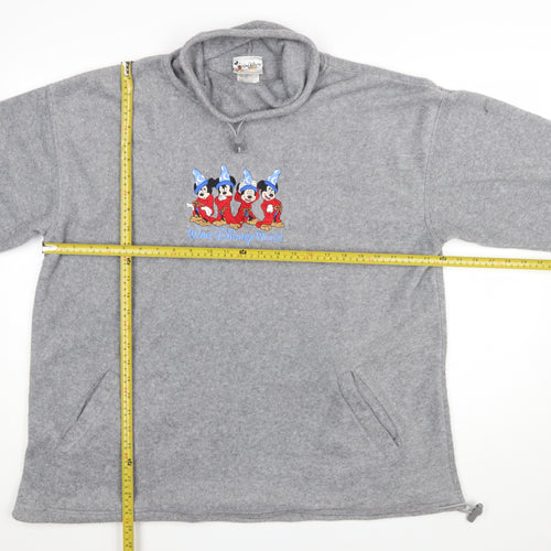 Walt Disney World Grey Fleece Pullover Sweatshirt Women XL Mickey Design