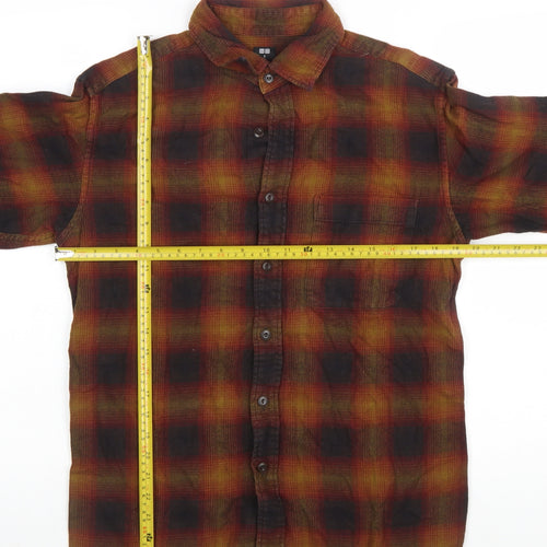Uniqlo Men's Brown Check Flannel Button-Up Shirt Size S