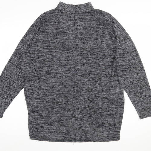 QED London Women's Grey Beaded V-Neck Long Sleeve Blouse Size S