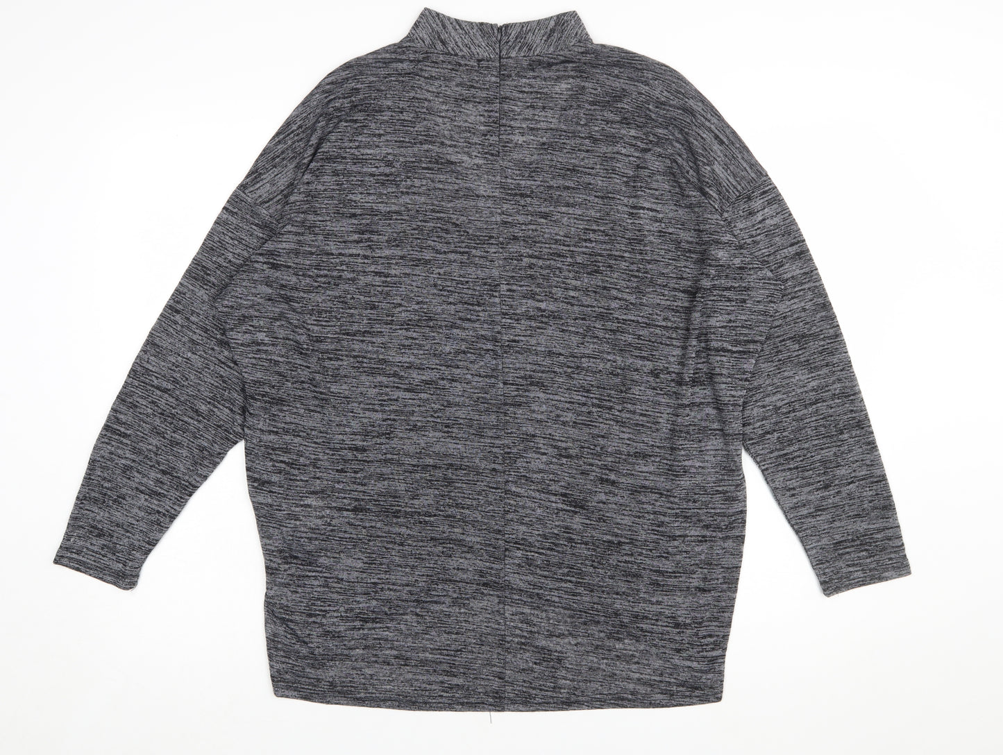 QED London Women's Grey Beaded V-Neck Long Sleeve Blouse Size S