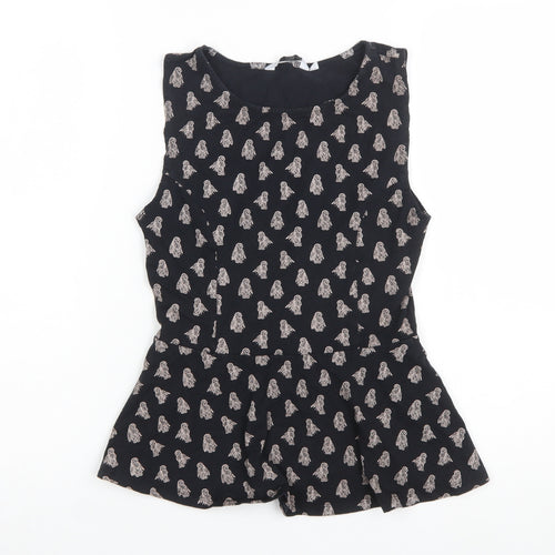 New Look Women's Black Peplum Blouse Size 10 Sleeveless Lightweight Top