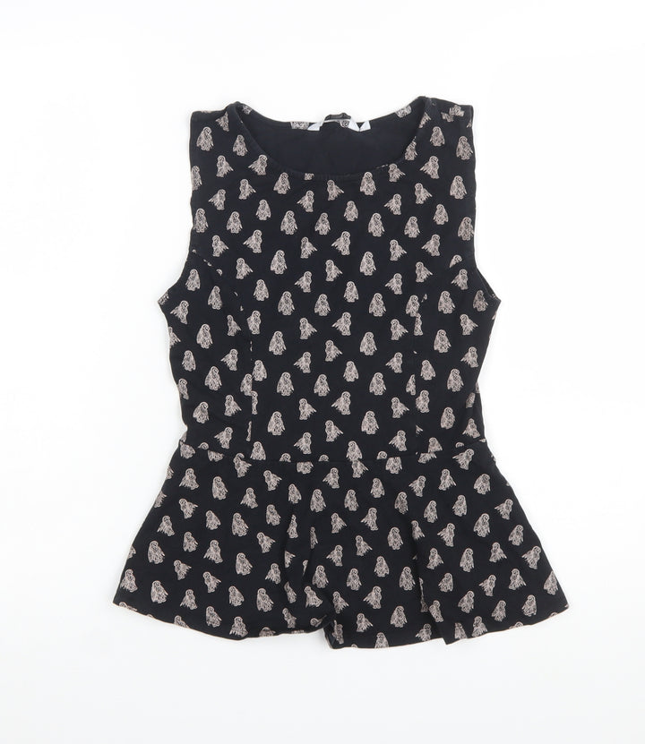 New Look Women's Black Peplum Blouse Size 10 Sleeveless Lightweight Top