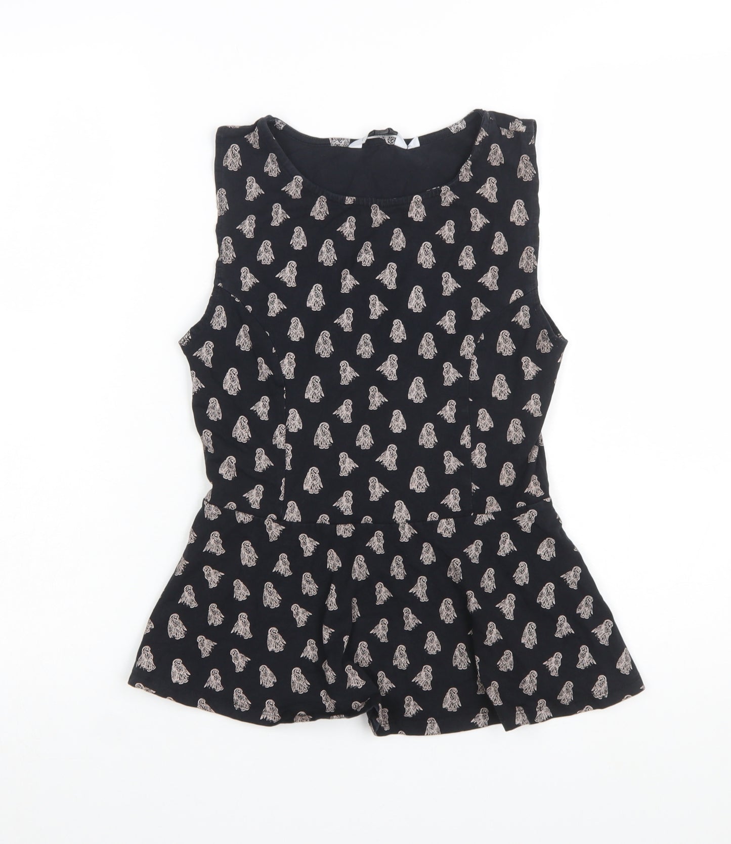 New Look Women's Black Peplum Blouse Size 10 Sleeveless Lightweight Top