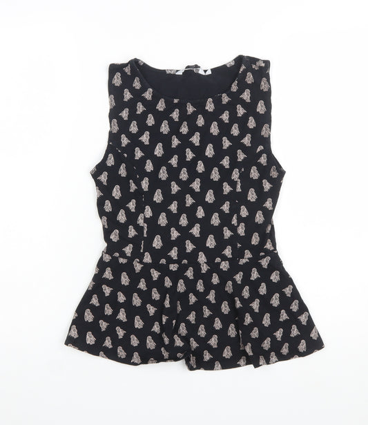 New Look Women's Black Peplum Blouse Size 10 Sleeveless Lightweight Top
