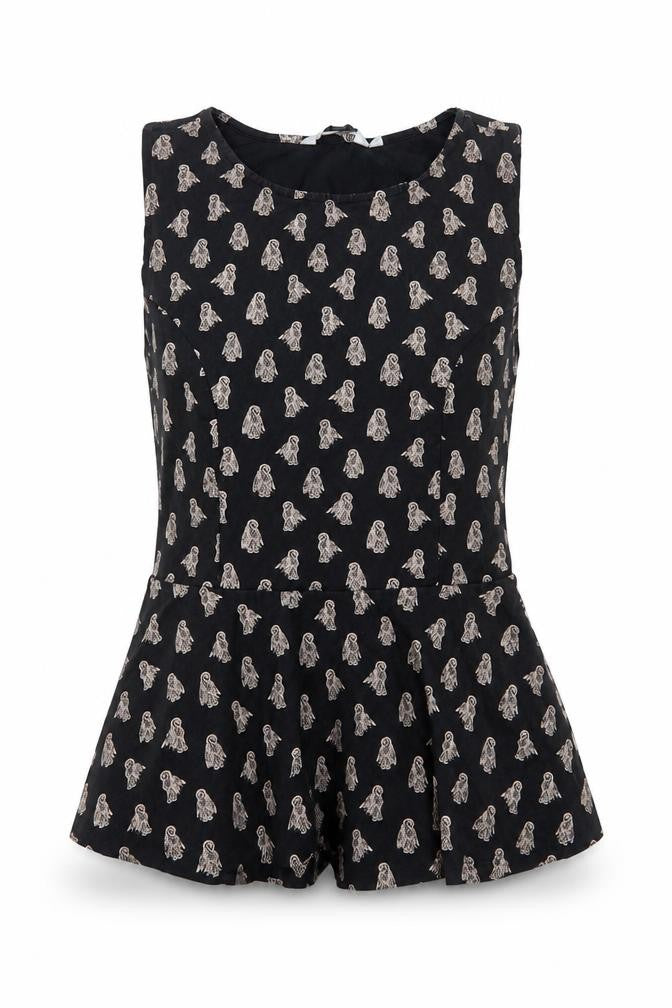 New Look Women's Black Peplum Blouse Size 10 Sleeveless Lightweight Top