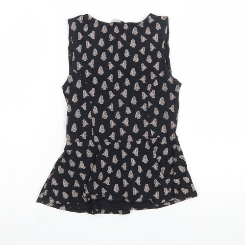New Look Women's Black Peplum Blouse Size 10 Sleeveless Lightweight Top