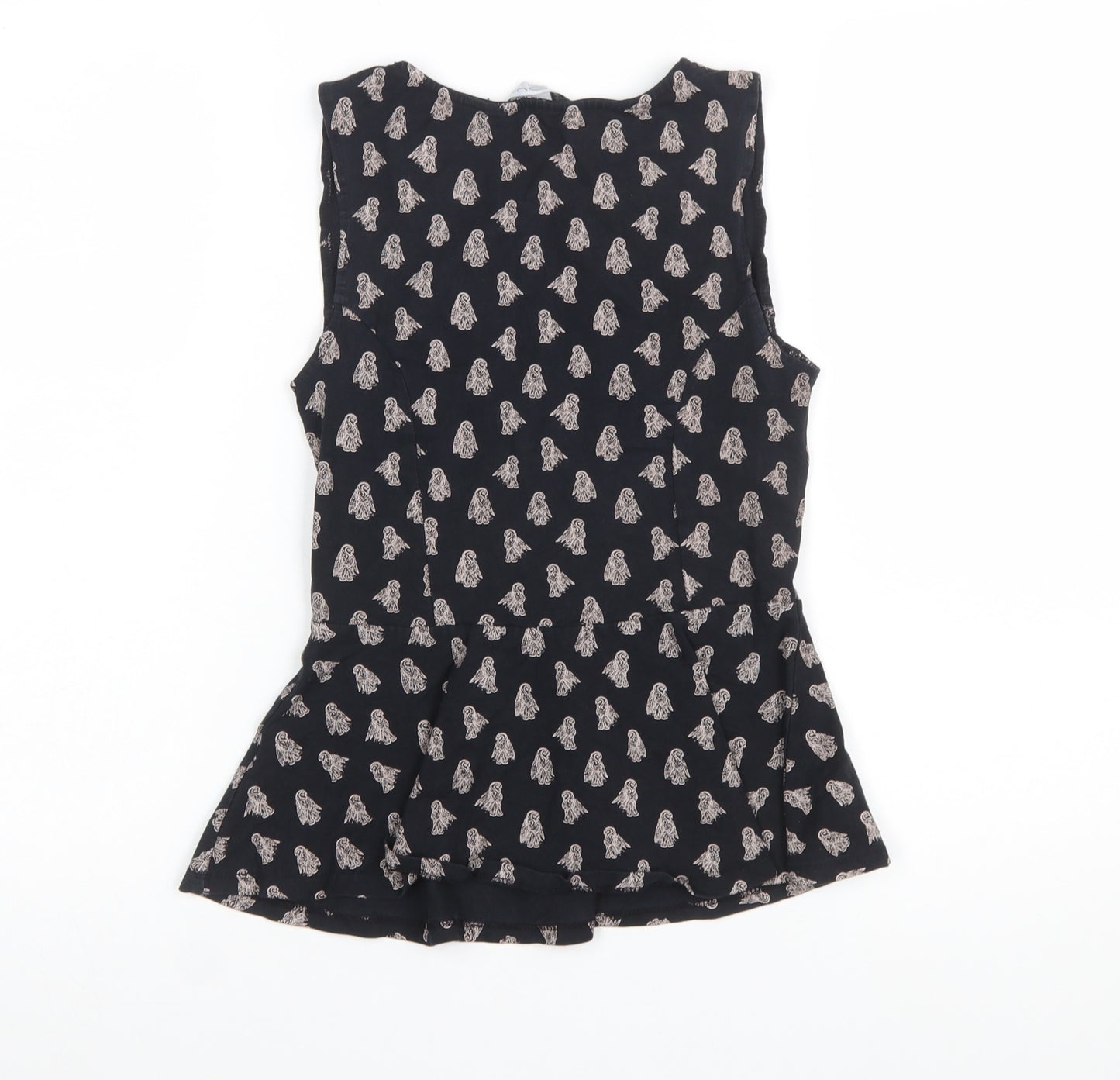 New Look Women's Black Peplum Blouse Size 10 Sleeveless Lightweight Top