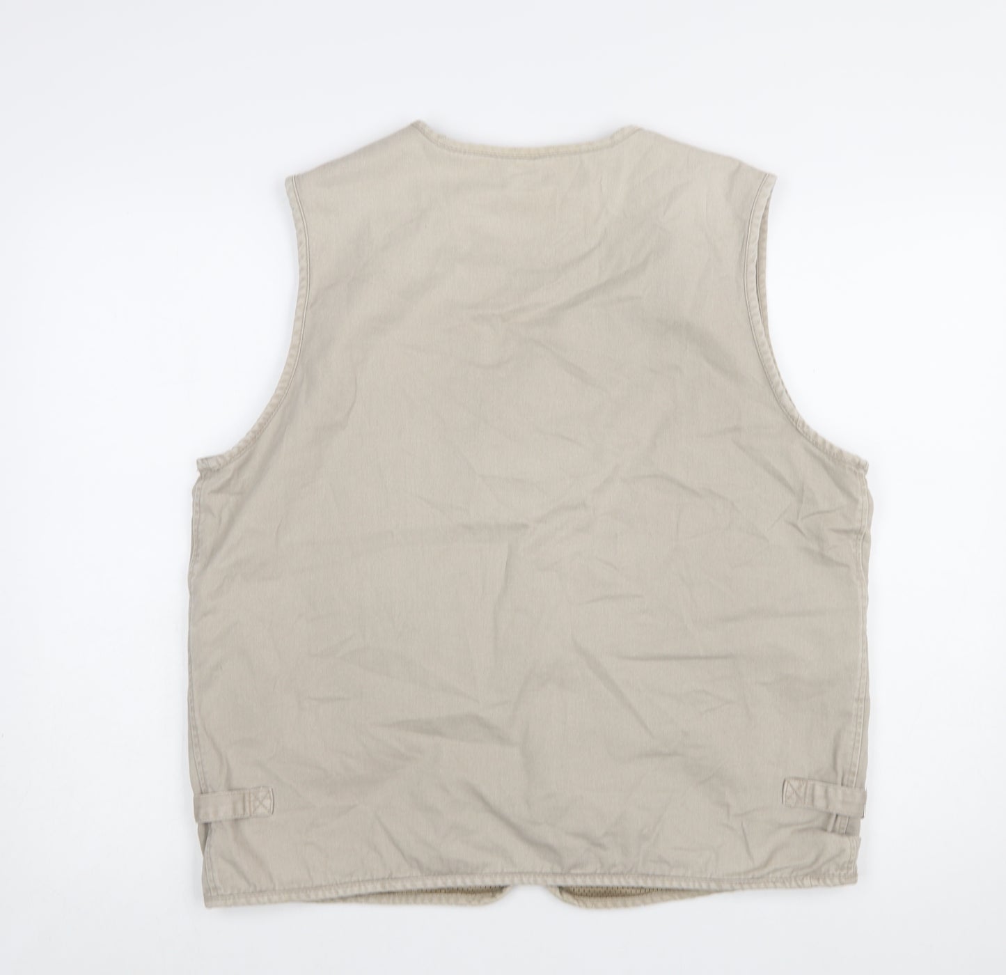 Fashion Men's Beige 3XL Outdoor Multi-Pocket Cotton Waistcoat