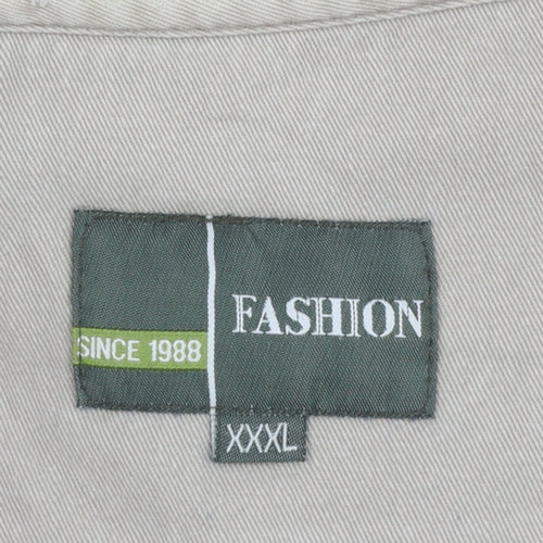 Fashion Men's Beige 3XL Outdoor Multi-Pocket Cotton Waistcoat