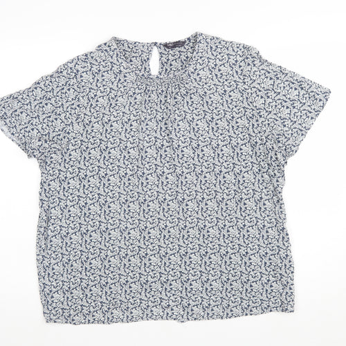 Marks and Spencer Women Blue Floral Viscose Tunic Blouse Size 12