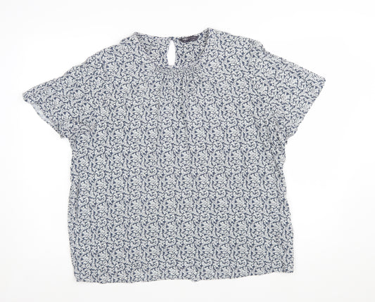 Marks and Spencer Women Blue Floral Viscose Tunic Blouse Size 12