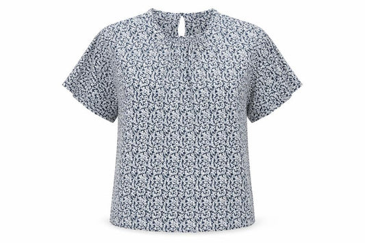 Front view of Marks & Spencer Women Blue Floral Viscose Tunic Blouse, size 12