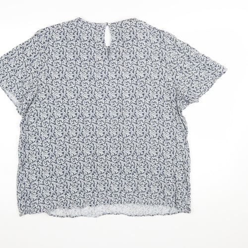 Marks and Spencer Women Blue Floral Viscose Tunic Blouse Size 12